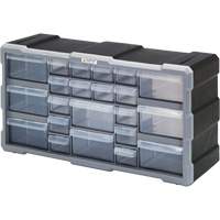 Drawer Cabinet, Plastic, 22 Drawers, 19-1/2" x 6-1/4" x 10", Black The Estey Group