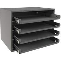 Small Bearing Rack, Steel, 4 Slots, 15-9/16" W x 11-7/8" D x 11-5/16" H, Grey The Estey Group