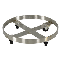 Drum Dollies, Stainless Steel, 800 lbs. Capacity, 23-1/4" Diameter, Rubber Casters The Estey Group