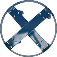 Chariot pour baril, Acier, Capacit&eacute;e 1400 lb, Diam&egrave;tre 24", Roue en &eacute;lastique bleu The Estey Group