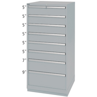 Drawer Cabinets, 8 Drawers, 28-1/4" W x 28-1/2" D x 59-1/2" H, Grey The Estey Group