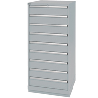 Drawer Cabinets, 9 Drawers, 28-1/4" W x 28-1/2" D x 59-1/2" H, Grey The Estey Group
