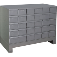 Industrial Drawer Cabinets With Base, 30 Drawers, 34-1/8" W x 12-1/4" D x 26-7/8" H, Grey The Estey Group