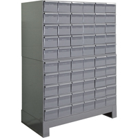 Industrial Drawer Cabinets With Base, 60 Drawers, 34-1/8" W x 12-1/4" D x 48-1/8" H, Grey The Estey Group