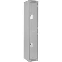 Clean Line Lockers, 2 -tier, 12" x 18" x 72", Steel, Grey, Rivet (Assembled) The Estey Group