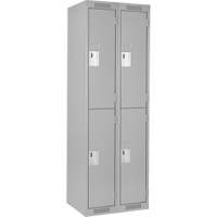 Clean Line Lockers, 2 -tier, Bank of 2, 24" x 18" x 72", Steel, Grey, Rivet (Assembled) The Estey Group