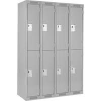 Clean Line Lockers, 2 -tier, Bank of 4, 48" x 18" x 72", Steel, Grey, Rivet (Assembled) The Estey Group