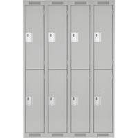 Clean Line Lockers, 2 -tier, Bank of 4, 48" x 18" x 72", Steel, Grey, Rivet (Assembled) The Estey Group