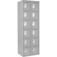 Clean Line Lockerettes, 6 -tier, Bank of 2, 24" x 18" x 72", Steel, Grey, Rivet (Assembled) The Estey Group