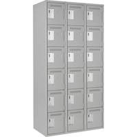 Clean Line Lockerettes, 6 -tier, Bank of 3, 36" x 18" x 72", Steel, Grey, Rivet (Assembled) The Estey Group