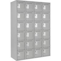 Clean Line Lockerettes, 6 -tier, Bank of 4, 48" x 18" x 72", Steel, Grey, Rivet (Assembled) The Estey Group