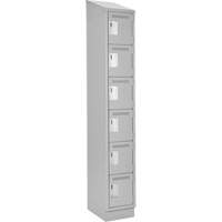 Clean Line Lockerette, 6 -tier, 12" x 18" x 82", Steel, Grey, Rivet (Assembled) The Estey Group