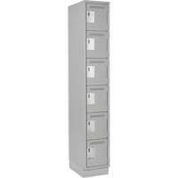 Clean Line Lockerette, 6 -tier, 12" x 18" x 76", Steel, Grey, Rivet (Assembled) The Estey Group