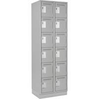 Clean Line Lockerette, 6 -tier, Bank of 2, 24" x 18" x 76", Steel, Grey, Rivet (Assembled) The Estey Group
