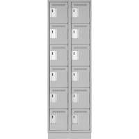 Clean Line Lockerette, 6 -tier, Bank of 2, 24" x 18" x 76", Steel, Grey, Rivet (Assembled) The Estey Group