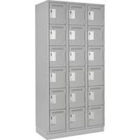 Clean Line Lockerette, 6 -tier, Bank of 3, 36" x 18" x 76", Steel, Grey, Rivet (Assembled) The Estey Group