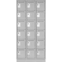 Clean Line Lockerette, 6 -tier, Bank of 3, 36" x 18" x 76", Steel, Grey, Rivet (Assembled) The Estey Group