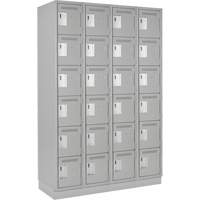 Clean Line Lockerette, 6 -tier, Bank of 4, 48" x 18" x 76", Steel, Grey, Rivet (Assembled) The Estey Group