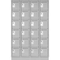 Clean Line Lockerette, 6 -tier, Bank of 4, 48" x 18" x 76", Steel, Grey, Rivet (Assembled) The Estey Group