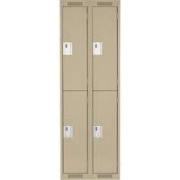 Casiers Clean Line, 2 niveaux, Bloc de 2, 24" x 18" x 72", Acier, Beige, Rivet (assembl&eacute;) The Estey Group