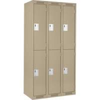 Clean Line Lockers, 2 -tier, Bank of 3, 36" x 18" x 72", Steel, Beige, Rivet (Assembled) The Estey Group
