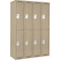 Clean Line Lockers, 2 -tier, Bank of 4, 48" x 18" x 72", Steel, Beige, Rivet (Assembled) The Estey Group