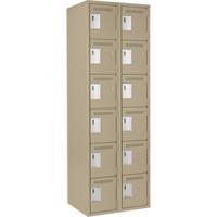 Clean Line Lockerette, 6 -tier, Bank of 2, 24" x 18" x 72", Steel, Beige, Rivet (Assembled) The Estey Group