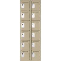 Clean Line Lockerette, 6 -tier, Bank of 2, 24" x 18" x 72", Steel, Beige, Rivet (Assembled) The Estey Group