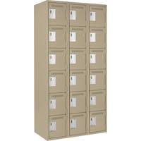 Clean Line Lockerette, 6 -tier, Bank of 3, 36" x 18" x 72", Steel, Beige, Rivet (Assembled) The Estey Group