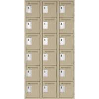 Clean Line Lockerette, 6 -tier, Bank of 3, 36" x 18" x 72", Steel, Beige, Rivet (Assembled) The Estey Group