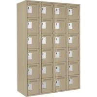Clean Line Lockerette, 6 -tier, Bank of 4, 48" x 18" x 72", Steel, Beige, Rivet (Assembled) The Estey Group