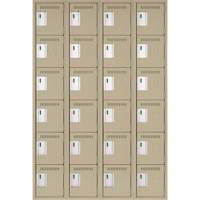 Clean Line Lockerette, 6 -tier, Bank of 4, 48" x 18" x 72", Steel, Beige, Rivet (Assembled) The Estey Group