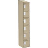 Clean Line Lockerette, 6 -tier, 12" x 18" x 78", Steel, Beige, Rivet (Assembled) The Estey Group
