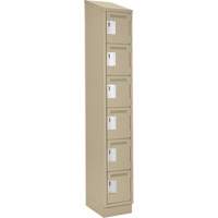 Petits casiers Clean Line, 6 niveaux, 12" x 18" x 82", Acier, Beige, Rivet (assembl&eacute;) The Estey Group