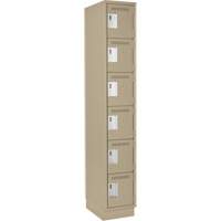 Clean Line Lockerette, 6 -tier, 12" x 18" x 76", Steel, Beige, Rivet (Assembled) The Estey Group
