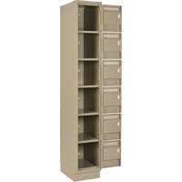 Clean Line Lockerette, 6 -tier, Bank of 4, 48" x 18" x 76", Steel, Beige, Rivet (Assembled) The Estey Group