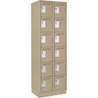 Clean Line Lockerette, 6 -tier, Bank of 2, 24" x 18" x 76", Steel, Beige, Rivet (Assembled) The Estey Group