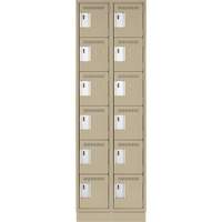 Clean Line Lockerette, 6 -tier, Bank of 2, 24" x 18" x 76", Steel, Beige, Rivet (Assembled) The Estey Group