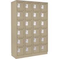 Clean Line Lockerette, 6 -tier, Bank of 4, 48" x 18" x 76", Steel, Beige, Rivet (Assembled) The Estey Group