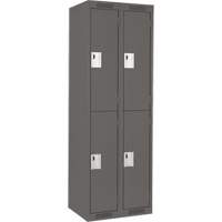 Clean Line Lockers, 2 -tier, Bank of 2, 24" x 18" x 72", Steel, Charcoal, Rivet (Assembled) The Estey Group