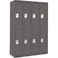 Clean Line Lockers, 2 -tier, Bank of 4, 48" x 18" x 72", Steel, Charcoal, Rivet (Assembled) The Estey Group