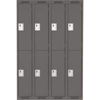 Clean Line Lockers, 2 -tier, Bank of 4, 48" x 18" x 72", Steel, Charcoal, Rivet (Assembled) The Estey Group