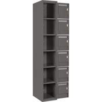 Clean Line Lockerette, 6 -tier, Bank of 4, 48" x 18" x 72", Steel, Charcoal, Rivet (Assembled) The Estey Group