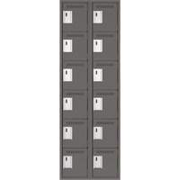 Clean Line Lockerette, 6 -tier, Bank of 2, 24" x 18" x 72", Steel, Charcoal, Rivet (Assembled) The Estey Group