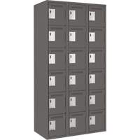 Clean Line Lockerette, 6 -tier, Bank of 3, 36" x 18" x 72", Steel, Charcoal, Rivet (Assembled) The Estey Group