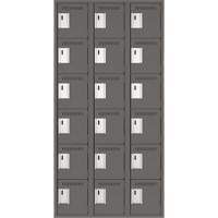Clean Line Lockerette, 6 -tier, Bank of 3, 36" x 18" x 72", Steel, Charcoal, Rivet (Assembled) The Estey Group