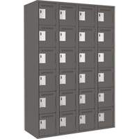 Clean Line Lockerette, 6 -tier, Bank of 4, 48" x 18" x 72", Steel, Charcoal, Rivet (Assembled) The Estey Group