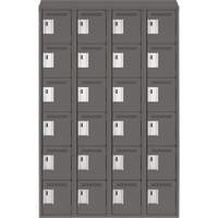 Clean Line Lockerette, 6 -tier, Bank of 4, 48" x 18" x 78", Steel, Charcoal, Rivet (Assembled) The Estey Group