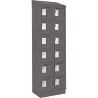 Clean Line Lockerette, 6 -tier, Bank of 2, 24" x 18" x 82", Steel, Charcoal, Rivet (Assembled) The Estey Group