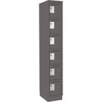 Clean Line Lockerette, 6 -tier, 12" x 18" x 76", Steel, Charcoal, Rivet (Assembled) The Estey Group